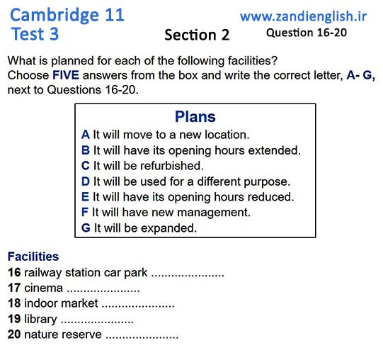 IELTS 11 test 3 matching zandi english